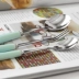 Nhật Bản phong cách kẹo màu gốm xử lý bằng thép không gỉ bộ đồ ăn tây ngưu bàng dao nĩa muỗng cà phê muỗng - Đồ ăn tối dĩa nhựa Đồ ăn tối
