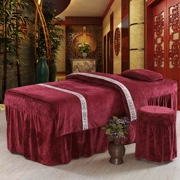 Hàn Quốc dày nhung ấm rắn màu denim bedspread vẻ đẹp thẩm mỹ viện dành riêng SPA massage tùy chỉnh đỏ tía - Trang bị tấm