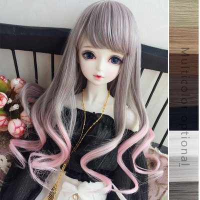 taobao agent BJD doll wigs 6 minutes, 4 minutes, 3 points, giant baby night loli high temperature silk oblique bangs big roll multi -color