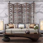 Mới kết hợp bàn ghế sofa kiểu Trung Quốc đơn giản Zen phòng khách hiện đại gỗ rắn sofa vải nội thất biệt thự 218182 - Bộ đồ nội thất