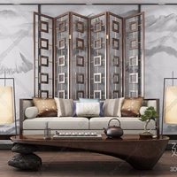 Mới kết hợp bàn ghế sofa kiểu Trung Quốc đơn giản Zen phòng khách hiện đại gỗ rắn sofa vải nội thất biệt thự 218182 - Bộ đồ nội thất ghế sofa giá rẻ
