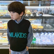 Quần áo trẻ em Kevin 2019 mùa thu trai mới Phiên bản Hàn Quốc màu tương phản chữ V đôi cổ áo vest hoang dã vest giản dị - Áo ghi lê