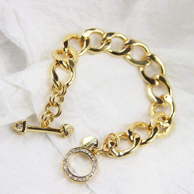 Gold BraceletQingdao foreign trade ornaments Gold plating Two color chain circle cross bar Bracelet Exaggeration Inlaid diamond Bracelet Punk  BC02