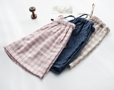 Пижамные штаны 库存定制日系风情侣睡裤夏季纯棉纱布双层薄款男女家居短裤沙滩裤