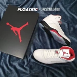 Висящий воздух Jordan 5 AJ5 Qiao Wu Ringkawa Maple White Red Flame Basketball Shoes 440888-102