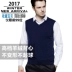 Len vest nam mùa thu và mùa đông V-Cổ trung niên trùm đầu kinh doanh cha nạp cashmere vest vest áo len áo len áo gile hàn Dệt kim Vest