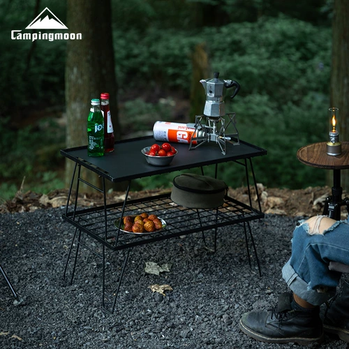 Corman Outdoor Camping Barbecue Stitching Iron Network Self -Driving Tour Складное складное стол набор черного кемпинга оборудование