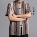 Cotton cũ vải thô Tang phù hợp với nam ngắn tay mùa hè thực hành quần áo Trung Quốc phong cách Khổng Tử trang phục dân tộc đa màu spike