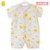 [Giải phóng mặt bằng] jumpsuit vịt màu vàng nam và nữ bé 6 tháng quần áo trẻ em cotton ngắn tay váy mùa hè - Áo liền quần Áo liền quần