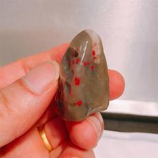 Ювелирный камень 天然老坑昌化鸡血石 玻璃冻虾青冻闲章随形章48克 篆刻收藏