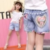 Cô gái denim quần short mùa hè 2018 chàng trai mới trẻ em lớn Hàn Quốc phiên bản của trẻ em phần mỏng bông cô gái nước ngoài cô gái triều quần yếm jean trẻ em Quần jean