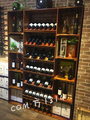 Красная винная стойка с твердым деревом винной стойки Прямая продажа деревянного винного шкафа вино виноград