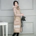 Quần áo cotton nữ 2018 mùa đông phiên bản mới của Hàn Quốc với kiểu dáng thon gọn in phần dài qua đầu gối áo khoác cotton cotton cotton áo phao lông vũ nữ dáng dài Bông
