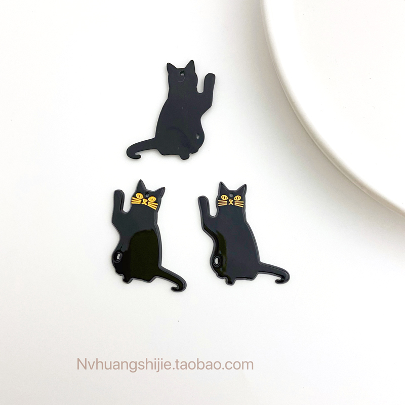 Black Hand Up Cat & Oneoriginal ornaments parts personality interest  Acrylic wave Kitty DIY Earrings Pendant ornaments Material Science