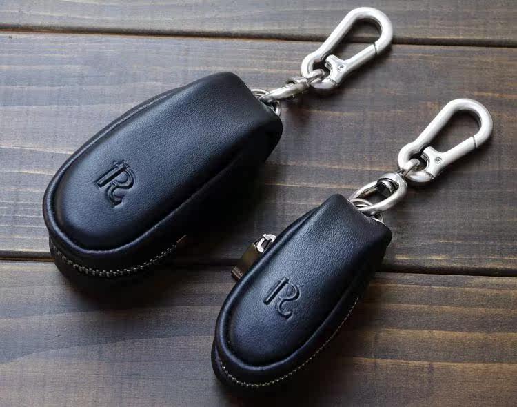 正品真皮钥匙包大容量软牛皮汽车钥匙袋拉链汽车遥控器包男女适用