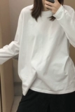 Белая футболка, лонгслив, термобелье, круглый воротник, в корейском стиле
