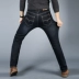 Mùa đông cộng với quần jean dày nhung nam màu đen giản dị cộng với quần cotton co giãn thẳng quần trung niên ấm áp 40