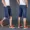 Mùa hè mỏng phần cao co giãn denim quần short nam bảy quần thun tự canh kích thước lớn thanh niên quần nam 7 quần - Quần jean