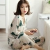 Đồ ngủ nữ mùa xuân và mùa thu cotton dài tay mỏng phần lỏng phong cách mục vụ ren mùa đông dịch vụ nhà phù hợp với XL kiểu đồ bộ đẹp Bộ Pajama