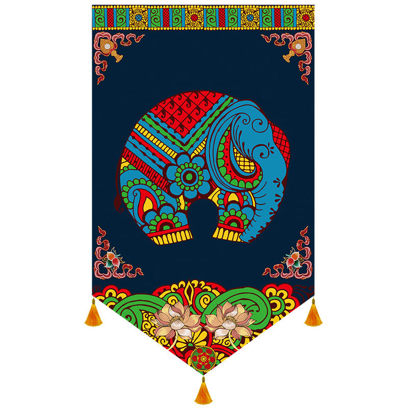 Südost asiatischer Buddhismus dekorativer Vorhang thailändischer indischer malaysischer Stil Restaurant dekoration Halle Dreieck Flagge Display Vorhang – Detail 7