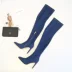 Trong khởi động đầu gối mùa thu của phụ nữ cao gót stiletto chỉ dài khởi động phía dây kéo denim ống cao stovepipe stretch boots