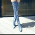 Trong khởi động đầu gối mùa thu của phụ nữ cao gót stiletto chỉ dài khởi động phía dây kéo denim ống cao stovepipe stretch boots Giày ống