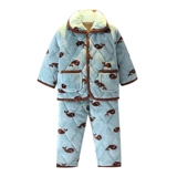 Демисезонная детская коралловая бархатная стеганая пижама для мальчиков, детский фланелевый комплект, увеличенная толщина