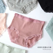 50S đồ lót nữ cotton màu rắn liền mạch ren ren tóm tắt kích thước lớn eo