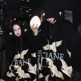 Флисовая демисезонная толстовка с капюшоном для влюбленных, парная одежда, этнический стиль, свободный крой, оверсайз