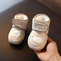 Демисезонная детская удерживающая тепло обувь для новорожденных для младенца, флисовый шнурок-держатель, 0-1 лет, увеличенная толщина, мягкая подошва, 3-6-12 мес.