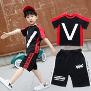 Bộ đồ bé trai mùa hè 2019 trẻ em mới nước ngoài ngắn tay đẹp trai hai mảnh phù hợp với trẻ lớn Phiên bản quần áo trẻ em Hàn Quốc - Phù hợp với trẻ em
