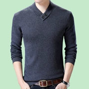 Mùa thu và mùa đông nam trung niên áo len cơ bản áo len cổ chữ V dày ấm áp áo len cashmere