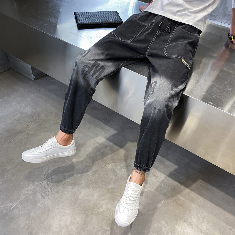Summer thin jeans for men, 2023 new trendy brand tight-fitting 9-inch versatile men's summer casual long pants details Picture