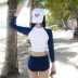 Mùa xuân nóng tắm phù hợp với Hàn Quốc bảo thủ kem chống nắng dài tay cao eo đồ bơi nữ chia tam giác giảm béo bụng thể thao đồ bơi