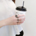 Vòng retro kim cương đen cá tính nhẫn bốn mảnh thời trang cường điệu nhẫn thủy triều với phụ kiện nữ - Nhẫn nhan kim tien Nhẫn