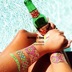 New tattoo giấy không thấm nước nữ dài cơ thể sơn bohemian mô phỏng kim loại màu armband bronzing dán hình xăm dán full lưng Vẽ trên cơ thể