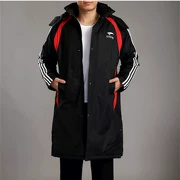 Áo khoác thể thao mùa đông nam cộng với nhung dày thể thao áo khoác cotton chống gió ấm áp ngoài trời dài tập luyện trên đầu gối