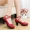 Giày da thật ba bước nhảy khiêu vũ nhẹ Phòng khiêu vũ cao gót hiện đại Giày khiêu vũ nữ thủy thủ giày nhảy vuông màu đỏ bạc - Khiêu vũ / Thể dục nhịp điệu / Thể dục dụng cụ