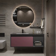 tủ gương treo tường phòng tắm Ánh sáng hiện đại Tấm đá sang trọng sang trọng kết hợp tủ trong phòng tắm kết hợp Tủ phòng tắm tối giản thông minh tủ gương vệ sinh tủ gương toilet