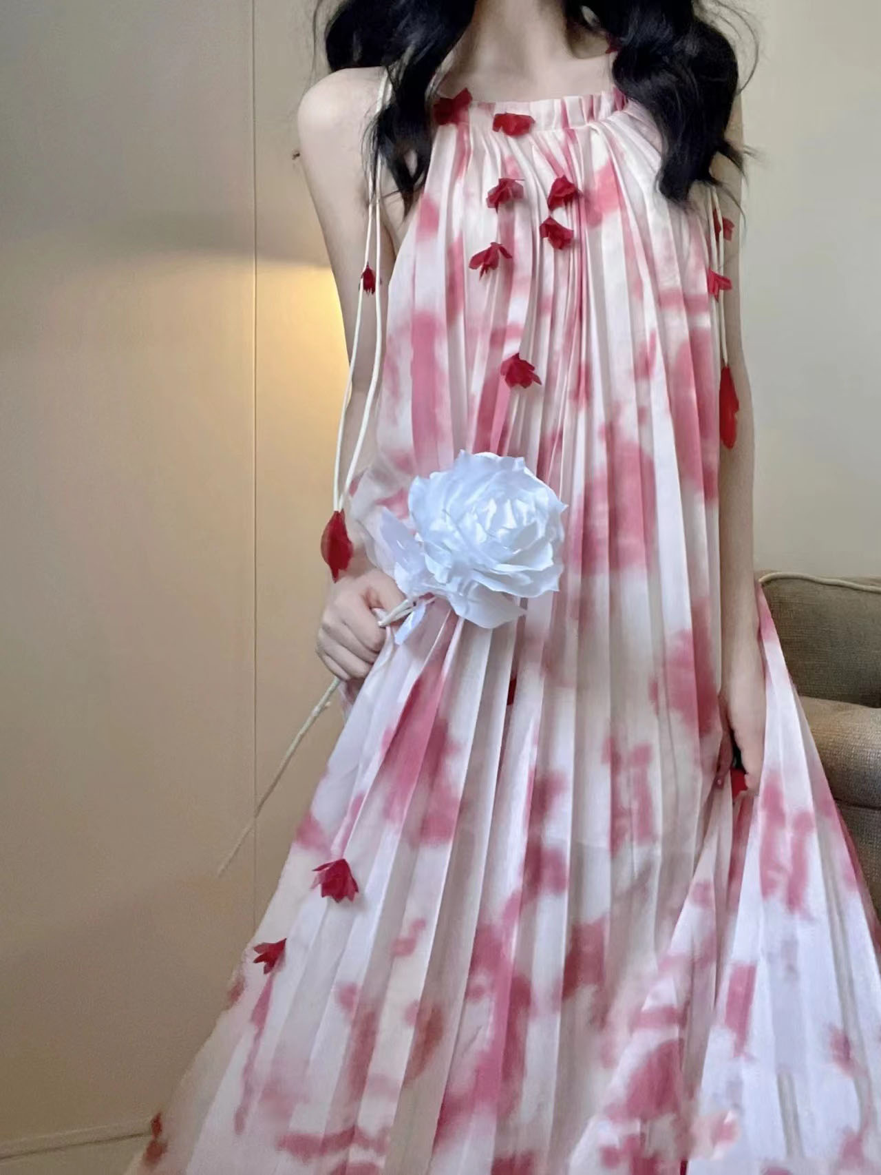 实拍2019春夏季新款女装针织吊带裙气质长裙冰丝V领连衣裙-阿里巴巴
