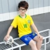 Trẻ em của quần áo bóng đá phù hợp với bé trai đào tạo phù hợp với mùa hè trường tiểu học trai Barcelona Brazil 2018 World Cup jersey