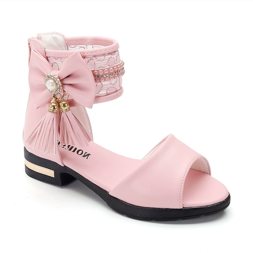 Сандалии, высокая розовая обувь для принцессы, из натуральной кожи, подходит для подростков