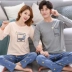 Bộ đồ ngủ mùa thu và mùa đông cho nữ tay dài cotton dễ thương cotton hoạt hình cotton XL nam dày phù hợp với dịch vụ gia đình