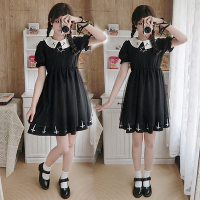 taobao agent Summer new Japanese soft girl and girls Diablo Cross Six Mangxing Skin Skirt Short Sleeve Dress Meng