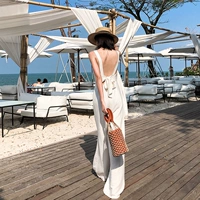 Пляжное платье, приталенные белые штаны, юбка, Таиланд, высокая талия, с открытой спиной