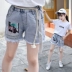 Cô gái denim quần short hoạt hình mùa hè 5 cô gái 6 thời trang 8 quần áo trẻ em 9 trẻ em lớn 10 phiên bản Hàn Quốc 12 tuổi quần mỏng phần nóng - Quần jean Quần jean