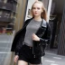 Phụ nữ da đoạn ngắn 2018 mới của Hàn Quốc phiên bản của lỏng mỏng giảm béo PU da giản dị da xe gắn máy áo khoác sinh viên áo khoác Quần áo da