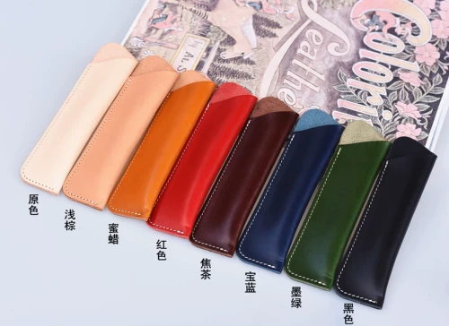 Кожаный пенал, ручка, креативный защитный чехол, из натуральной кожи, воловья кожа, креативный подарок