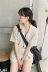 Mùa hè Hàn Quốc phong cách chic lỏng mỏng ngắn tay phù hợp với áo khoác khí hoang dã ba nút cardigan áo sơ mi giản dị phụ nữ