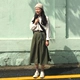 Mùa xuân Hàn Quốc phiên bản của lỏng nhỏ ve áo dài- tay áo phù hợp với + hoang dã cao eo phần dài váy hai mảnh nữ Bộ đồ
